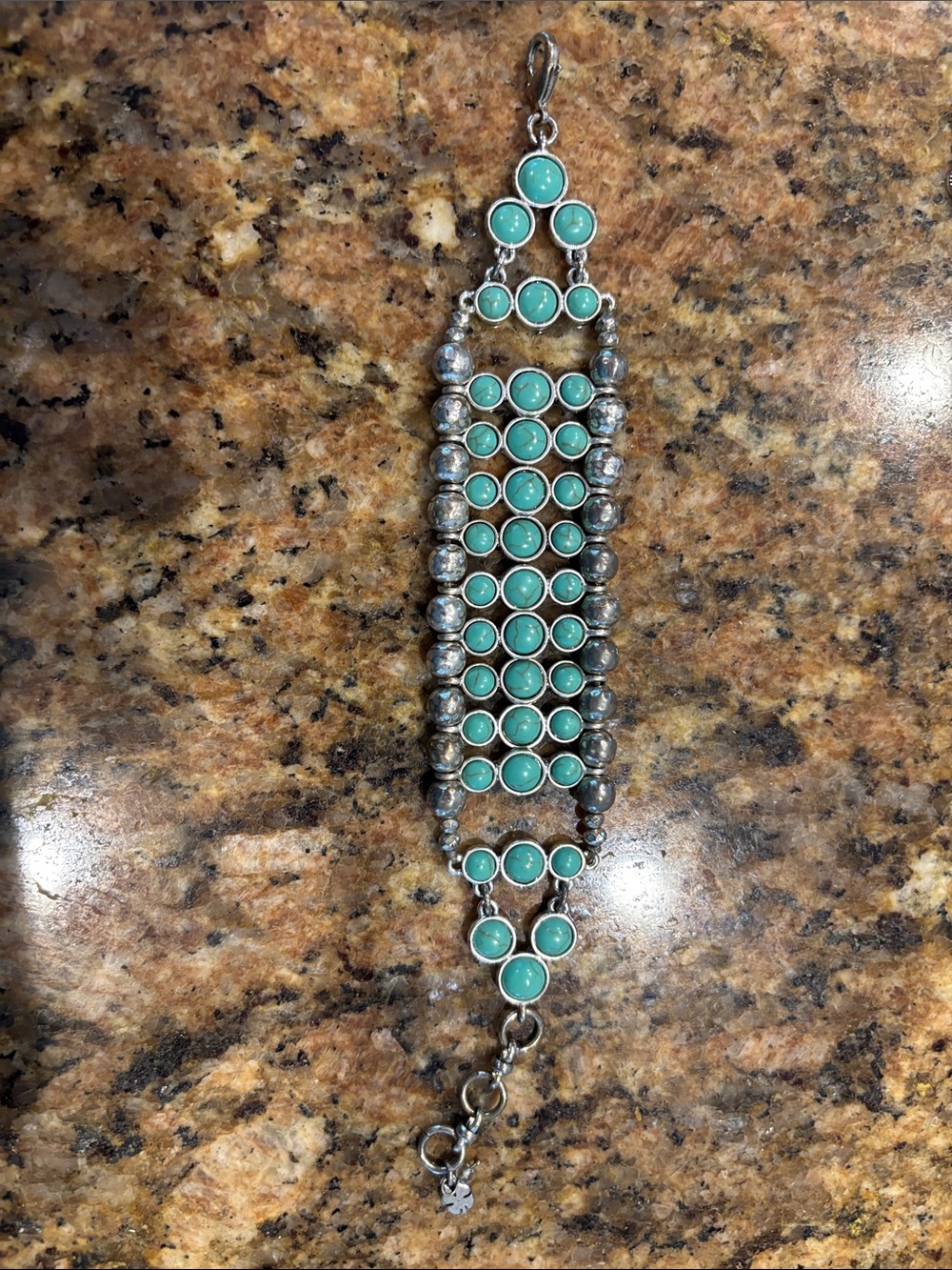 Turquoise Stone Silver-Tone Bracelet & 4 sets earrings Lucky Brand - Picture 9 of 10